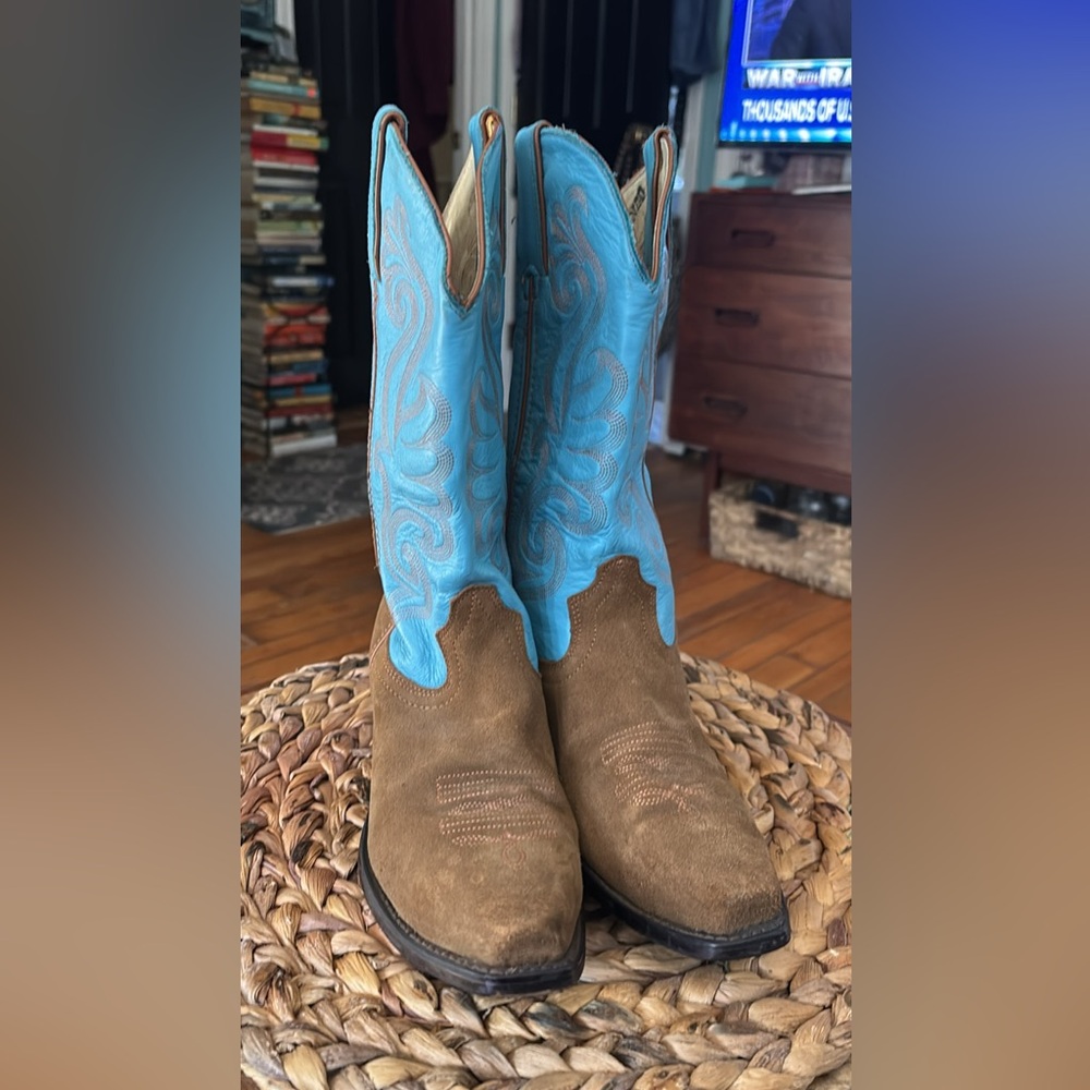Durango Turquoise and Brown Western Pull-On Boots